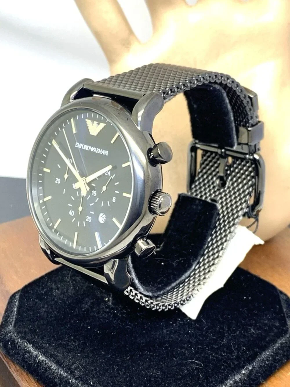 Emporio Armani Men's Watch AR1979 Chronograph Quartz Blue Dial Gunmetal 46mm